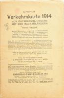 1914 Az Osztrák-Magyar Monarchia közlekedési térképe., Freytag,. borítóval 105x80 cm
