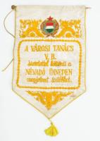 cca 1980 Városi Tanács névadó ünnepség selyem asztali zászló 30x50 cm