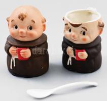 2 db biszkvit porcelán figurális kiöntő és cukortartó. Jelzés nélkül, hibátlan 12 cm