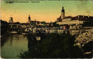 1912 Győr, Kármeltemplom és Püspökvár, iparvasút. Berecz Viktor kiadása (EK)