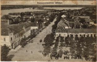 1917 Kunszentmárton, Fő utca, piac, üzletek (fa)