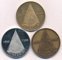 1996. Kishamis 1896 - 1996 / VSC aranyozott, ezüstözött és bronz emlékérem sor. Szign.: CsZS (42,5mm) T:UNC,AU (eredetileg PP)