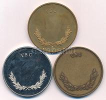 1996. "Kishamis 1896 - 1996 / VSC" aranyozott, ezüstözött és bronz emlékérem sor. Szign.: ...