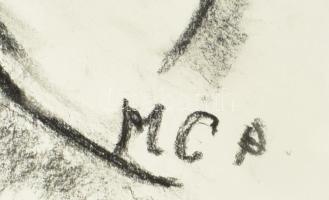 MCP jelzéssel: Kerékpáros. Szén, papír, 42x30 cm