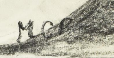 MCP jelzéssel: Női portré. Szén, papír, 42x30 cm