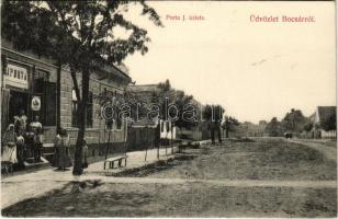 Bocsár, Bocar; utca, Porta J. üzlete. Frida és társa kiadása / street, shops