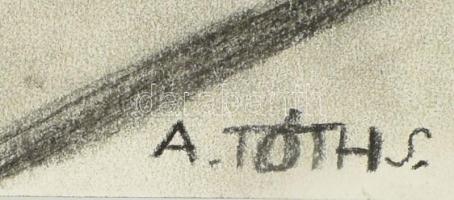 A. Tóth jelzéssel: Munkában. Szén, papír, 42x30 cm