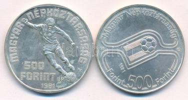 1981. 500Ft Ag "Labdarúgó Világbajnokság 1982" (2xklf) T:BU patina, ujjlenyomat 
Adamo EM...