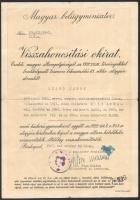1946-1947 Csehszlovákiából (Jelka (Jóka) kitelepített személy visszahonosítási okmányai, 4 db. + 1965 Jókai személy csehszlovák fényképes utazási igazolványa.