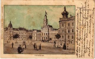 1899 (Vorläufer) Arad, Városház tér, Városháza. Lengyel L. műintézete / town hall, square (fl)