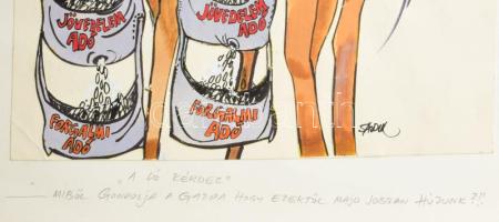 Sajdik Ferenc (1930-): "A ló kérdez" (Ludas Matyi címlap rajz, 1988. július 6.). Tus, akva...