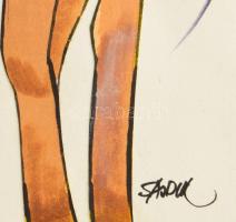 Sajdik Ferenc (1930-): "A ló kérdez" (Ludas Matyi címlap rajz, 1988. július 6.). Tus, akva...