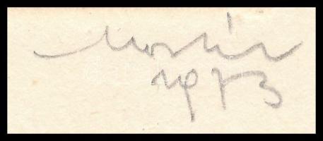 1973 Moskál Tibor (1930-): Balatoni Múzeum. Rézkarc, papír, jelzett, 6×8 cm