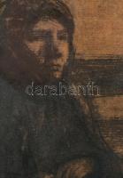 Nagy István (1873-1937): Női portré. Szén, papír. Jelezve jobbra lent. Üvegezett fakeretben. 42,5x29...