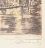 Paulovits Pál (1892-1975): Nürnberg. Színezett rézkarc, papír, jelzett. Üvegezett fakeretben, lapszé...