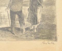 Szász Endre (1926-2003): Estefelé, rézkarc, papír, jelzett, üvegezett fakeretben, lap széle kissé fo...