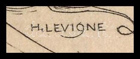 1947 H. Levigne: Ex libris Gianni Mantero, rézkarc, papír, jelzett, 15×10,5 cm