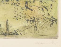 Konecsni György (1908-1970): Kisörs (Balatonfelvidék). Akvatinta, papír, jelzett,. Üvegezett fakeret...