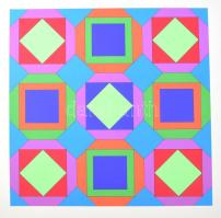 Victor Vasarely (1908-1997): Geometrikus kompozíció. Szitanyomat, papír, jelzés nélkül, 51x51 cm