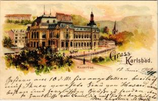 1902 Karlovy Vary, Karlsbad; Kaiserbad / spa. Friedr. Kirchner Art Nouveau, litho