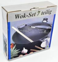Nagyobb méretű vas wok, nem használt, dobozában, d: 36 cm
