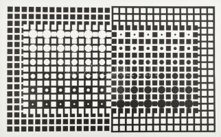 Vasarely Victor (1908-1997): CENTAURI-XXII. Heliogravűr, papír. Neuchatel, Éditions du Griffon kiadása. 32x19,5 cm. / Victor Vasarely (1908-1997): CENTAURI-XXII. Photogravure on paper. Neuchatel, Éditions du Griffon. 32x19,5 cm.