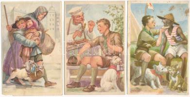 3 db RÉGI Márton L. cserkész képeslap vegyes minőségben / 3 pre-1945 Hungarian scout art postcards in mixed quality