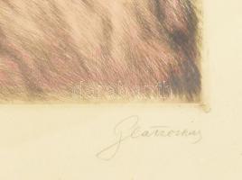 Glatz Oszkár (1872-1958) - Prihoda István (1891-1956): Betűvetés. Színezett rézkarc, papír. Jelzett ...