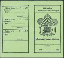 cca 1930 221. számú Anonymus cserkészcsapat havijárulék-könyve, üres, kétoldalas.