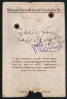 1948 B. Sz. K. Rt. fényképes bérletigazolványa, "Sport Club" feliratú sapkával, "Pető...