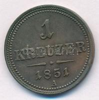 Ausztria 1851A 1kr Cu T:AU,XF ph. Austria 1851A 1 Kreuzer Cu C:AU,XF edge error Krause KM#2185