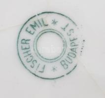 Fischer Emil (1863-1937) porcelán szósz kiöntő, aljjal, jelzett, kis kopással 15x11 cm