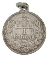 1895KB 1K Ag "Ferenc József" érméből készített medál füllel és "Mama 1904. jul. 6.&qu...