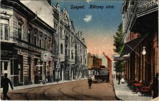 1925 Szeged, Kölcsey utca, villamos, Royal szálloda, Szatmári Géza üzlete, Gottschall hölgy fodrász (EK)