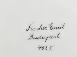 8 db Fischer Emil lapos tányér. Kézzel festett, kézzel festett jelzéssel, kopással, d: 25,5 cm