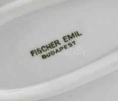 Fischer Emil pecsenyés tál. Kézzel festett, kézzel festett jelzéssel, kis kopással, 45x30 cm