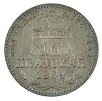 1869KB 10kr Ag "Magyar Királyi Váltó Pénz" T:AU,XF patina Adamo M10.1