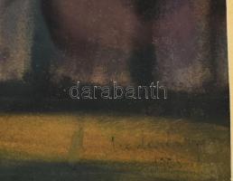 MADARÁSZ ÁGOTA PÁL (?-): Sétálók, 1965. Akvarell, papír, jelezve jobbra lent, üvegezett keretben, 31...