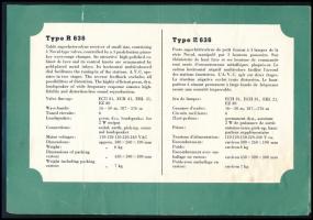 cca 1955 Orion B636 rádió prospektus, hajtott, sérült, 4 nyelven