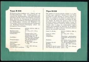 cca 1955 Orion B636 rádió prospektus, hajtott, sérült, 4 nyelven