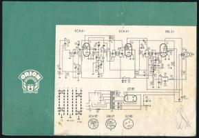 cca 1955 Orion B636 rádió prospektus, hajtott, sérült, 4 nyelven