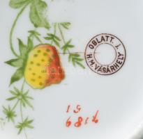 Antik Oblatt J(úlia) Hódmezővásárhely, epermintás komacsésze, jelzett, alján pattogzással, d: 15 cm,...