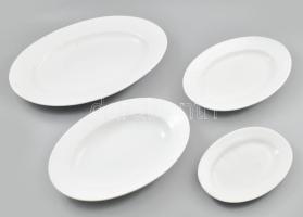 4 darab antik fehér porcelán pecsenyés tál, klf jelzésekkel, kopással h: 23-44 cm