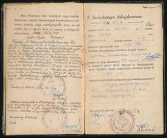 1947 Bp., a József Nádor Műszaki és Gazdaságtudományi Egyetem hallgatójának fényképes leckekönyve, b...