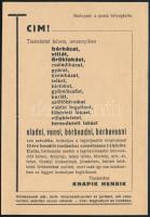 1937 Knapik Henrik lakás-, üzlet- és ingatlanközvetítő fejléces reklámnyomtatványa