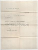 1935 Özv. Augenstein Dávidné elhunyta alkalmából küldött részvétnyilvánítás a Budai Chevra Kadisa ne...