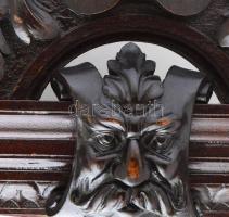 Tükör gazdagon faragott fa kerettel, a kereten kerubok, puttó és istenábrázolás. festett XIX sz vége...