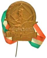~1948. 1848 bronz lemezjelvény Petőfi Sándor arcképével és nemzetiszín szalaggal (~30x35mm) T:AU kis patina