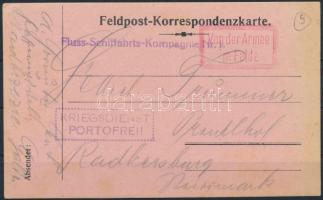 ~1917 Tábori posta levelezőlap "Fluss-Schiffahrts-Kompagnie Nr. 1"