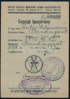 1948 Magyar Ruházati Munkások Szabad Szakszervezete tagsági igazolvány, bélyegekkel